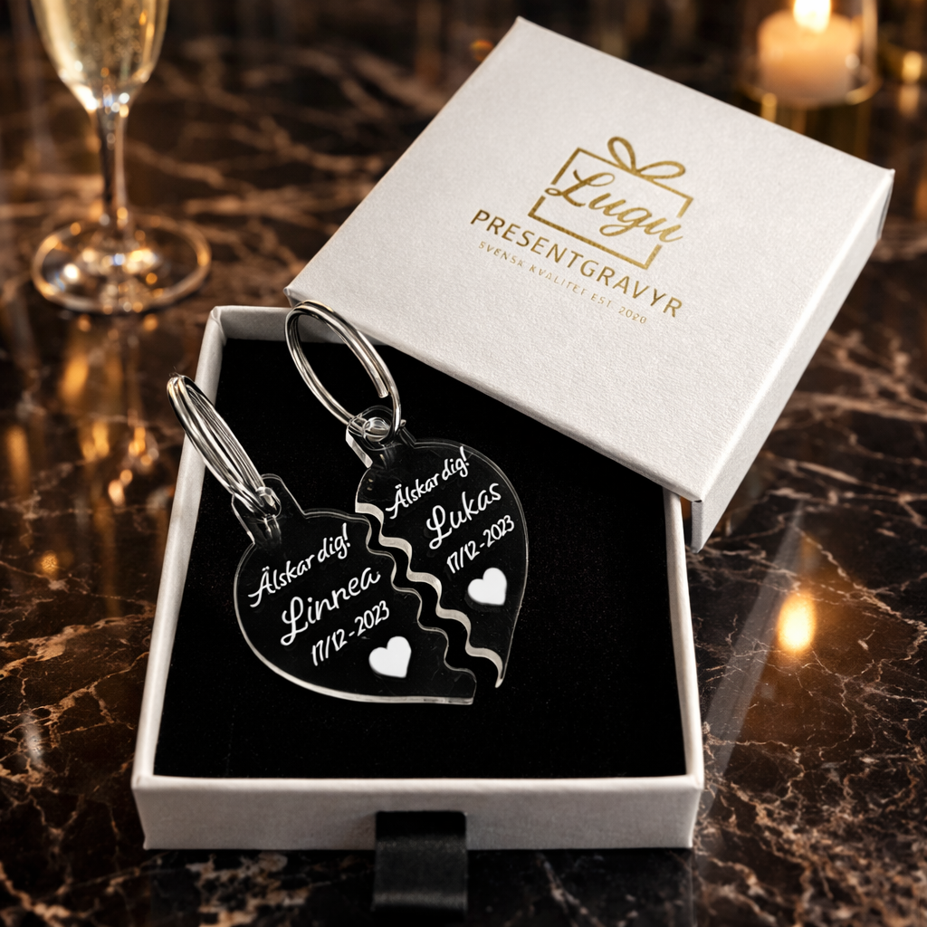 NYCKELRING - DELAT HJÄRTA (2ST)