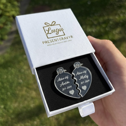 NYCKELRING - DELAT HJÄRTA (2ST)