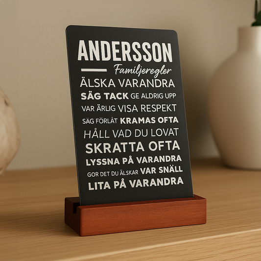 Personligt inredning. Graverad heminredning.